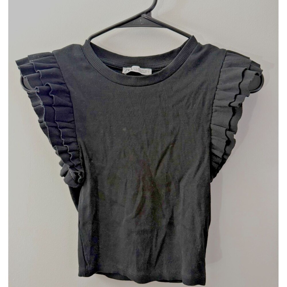 Zara Black ruffle Crop Top Whimsygoth Goth Dark Fairy Women's Small Witchy Sexy